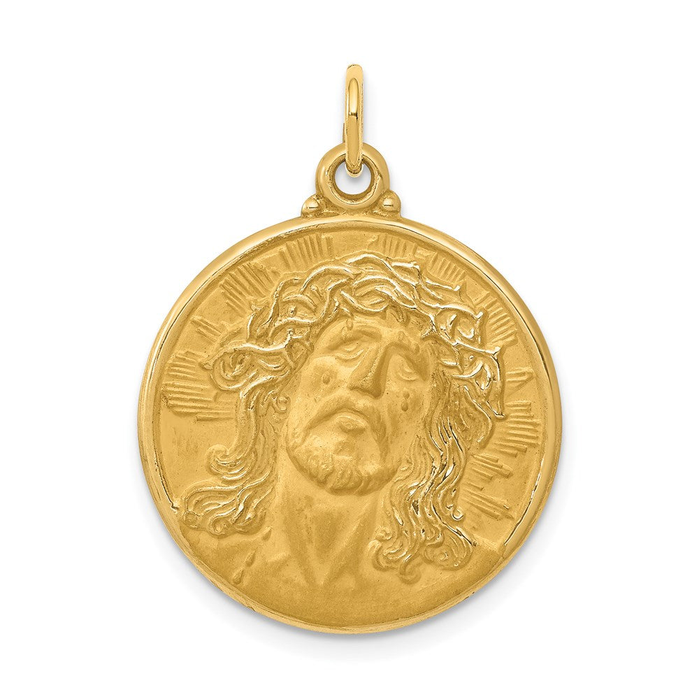 14k Yellow Gold 21 mm Jesus Medal Pendant