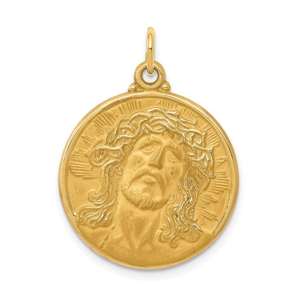 14k Yellow Gold 21 mm Jesus Medal Pendant (4.38 grams)