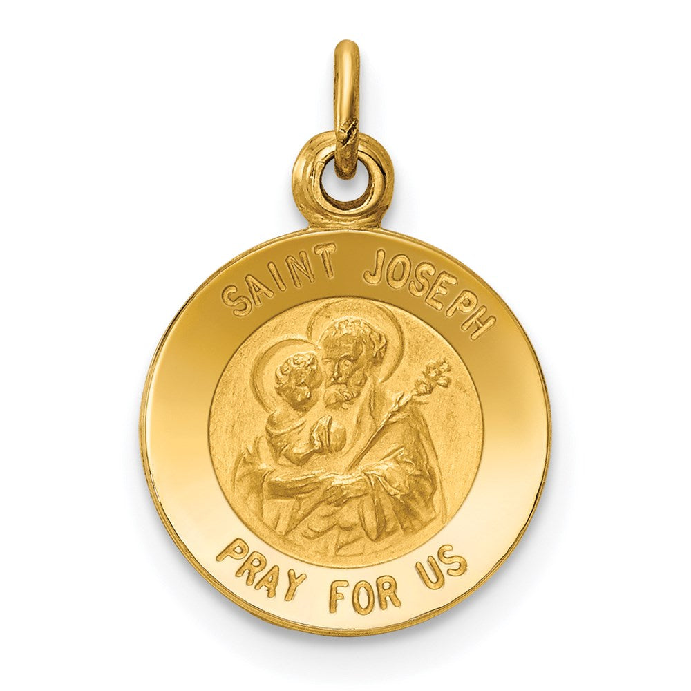 14k Yellow Gold 12 mm Saint Joseph Medal Charm (0.76 grams)