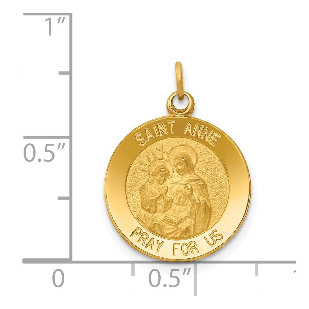 14k Yellow Gold 15.5 mm Saint Anne Medal Charm (1.19 grams)
