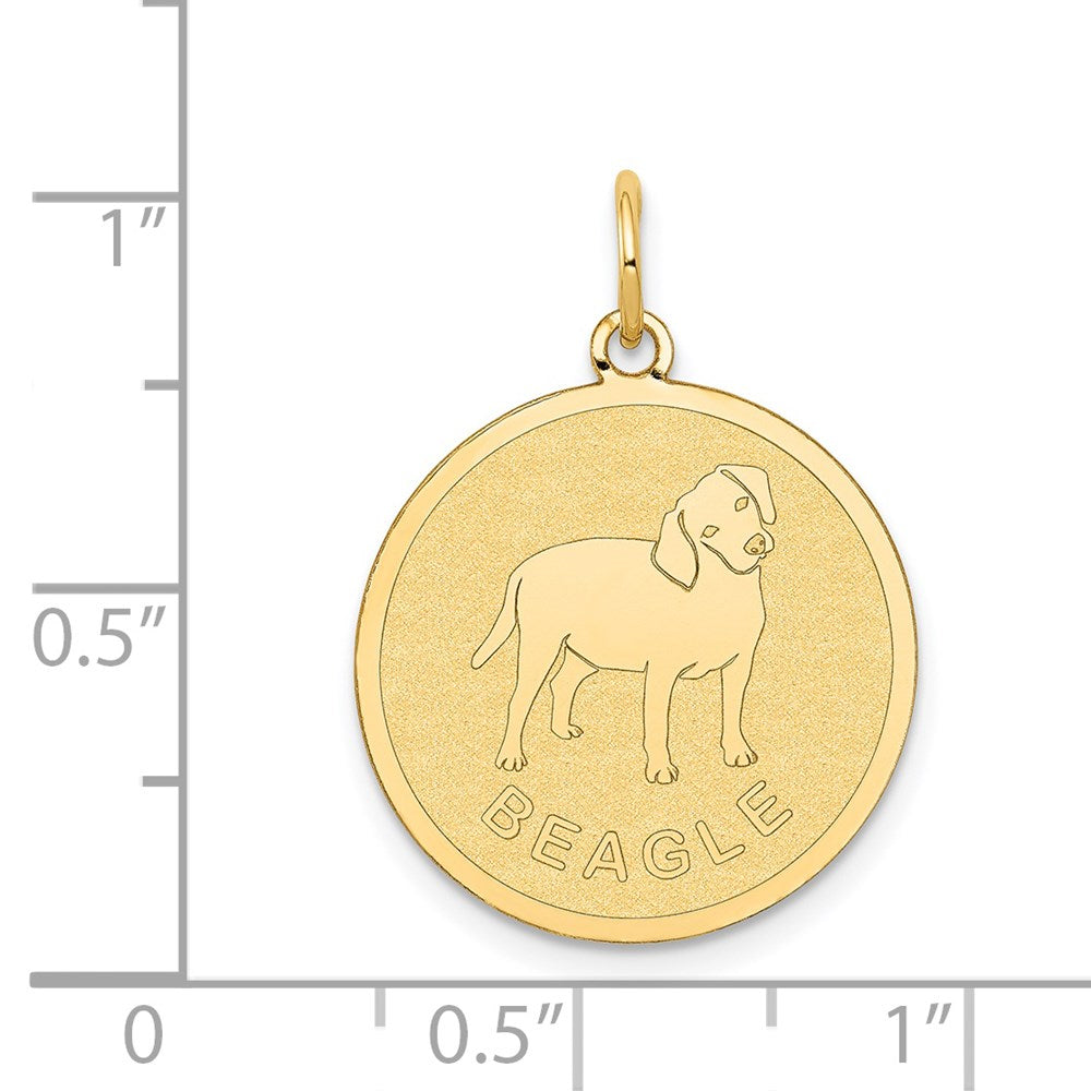 14k Yellow Gold 20 mm Beagle Disc Charm (1.07 grams)