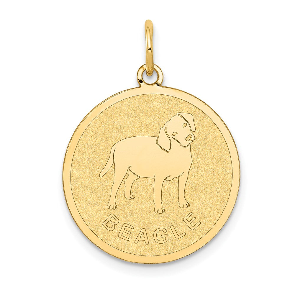 14k Yellow Gold 20 mm Beagle Disc Charm (1.07 grams)