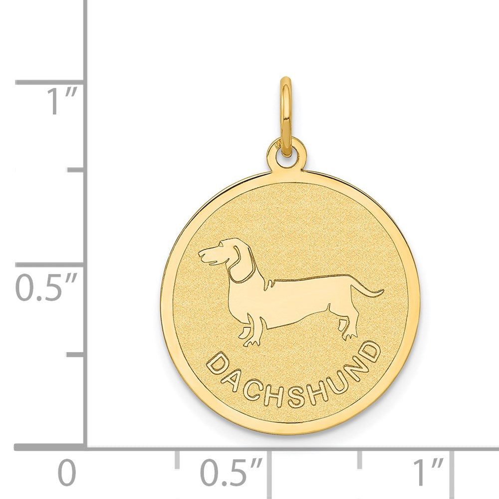 14k Yellow Gold 20 mm Dachshund Disc Charm (1.02 grams)