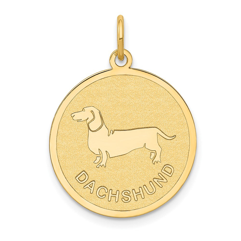 14k Yellow Gold 20 mm Dachshund Disc Charm (1.02 grams)