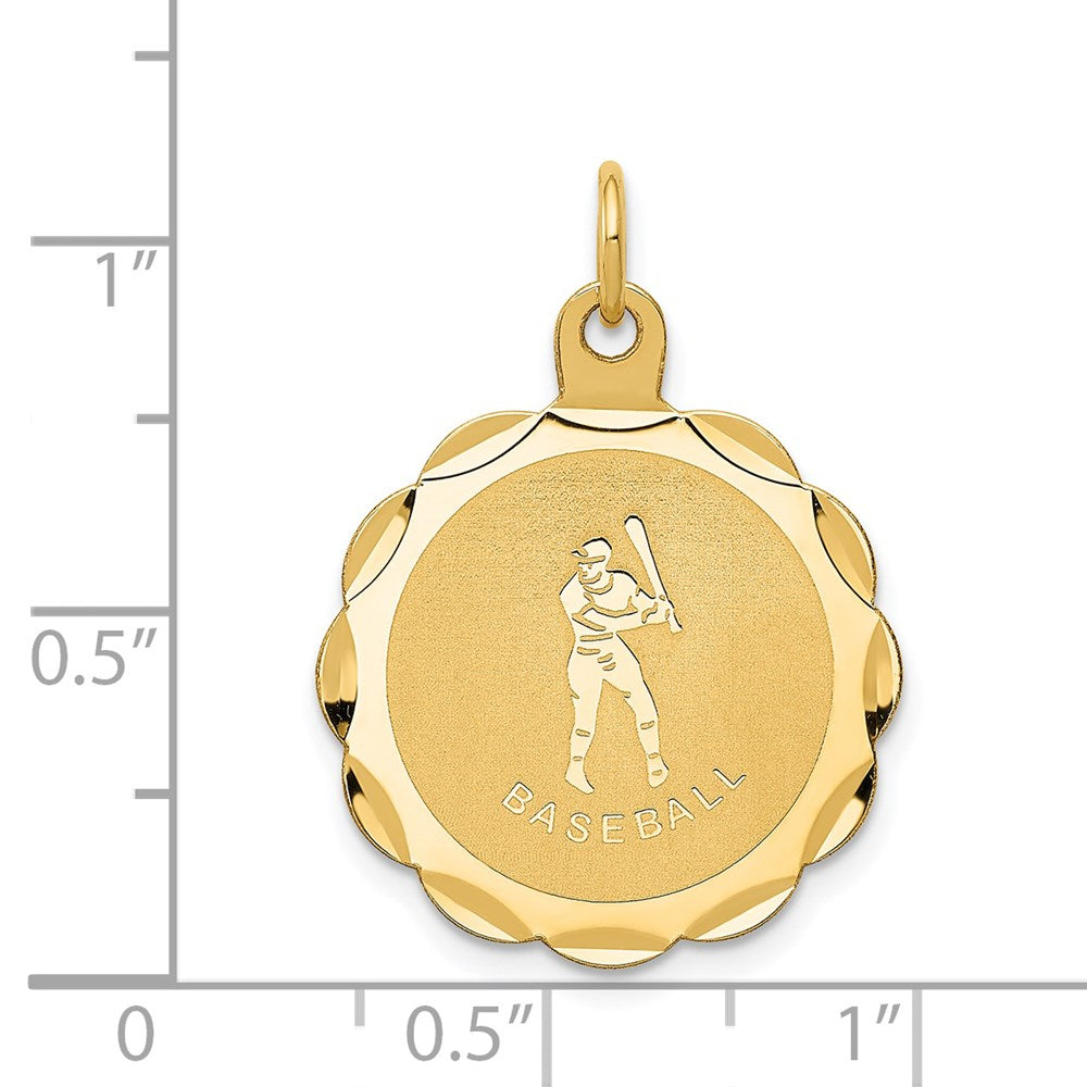 14k Yellow Gold 20 mm Baseball Disc Charm (1.02 grams)