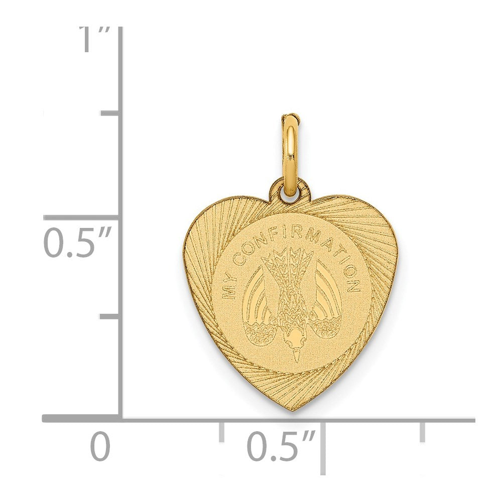 14k Yellow Gold 13 mm My Confirmation Heart Disc Charm (0.59 grams)