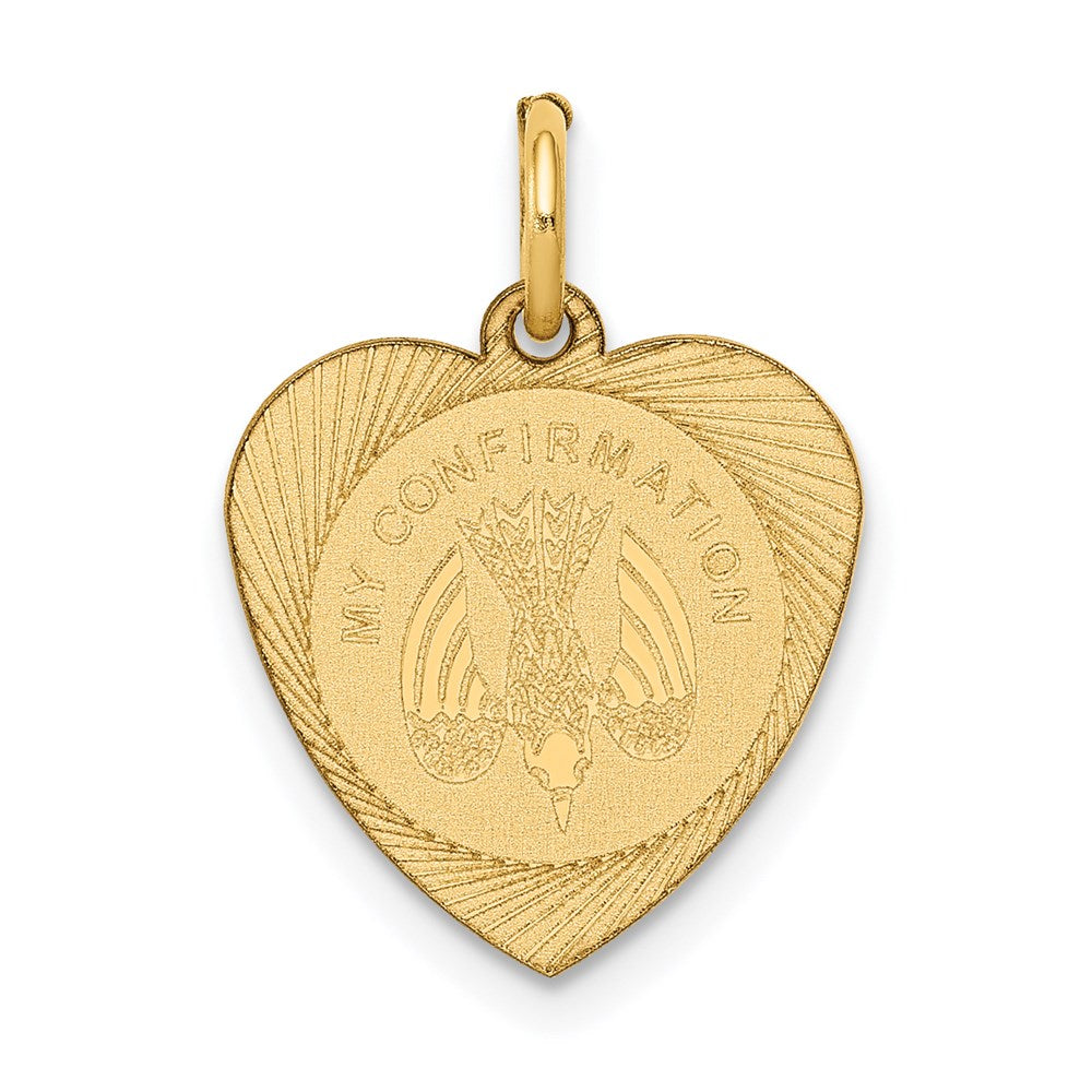 14k Yellow Gold 13 mm My Confirmation Heart Disc Charm (0.59 grams)