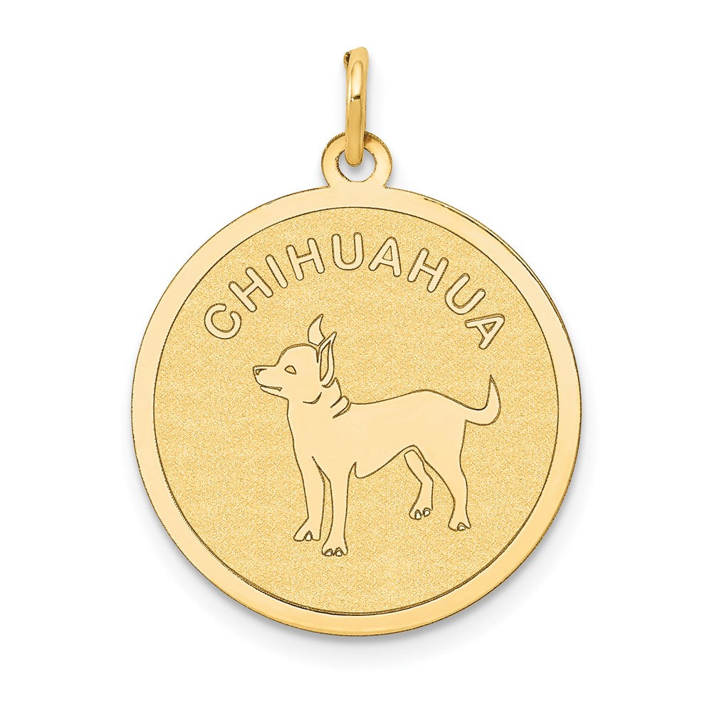 14k Yellow Gold 20 mm Chihuahua Disc Charm (1.04 grams)