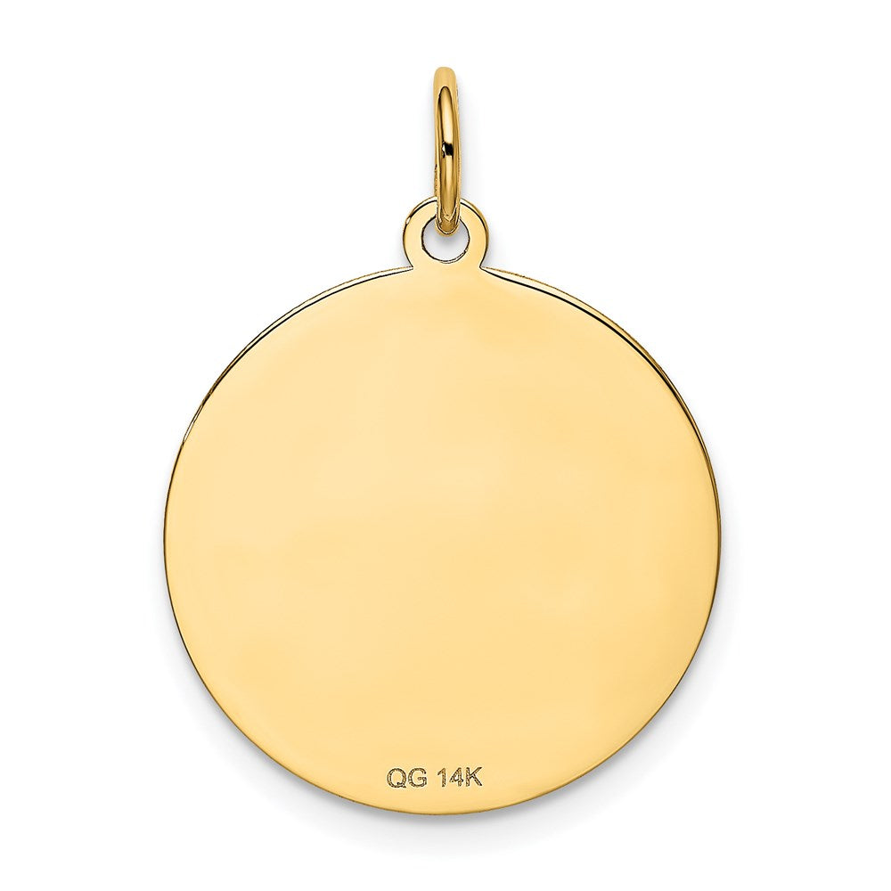 14k Yellow Gold 20 mm Pug Disc Charm (1 grams)