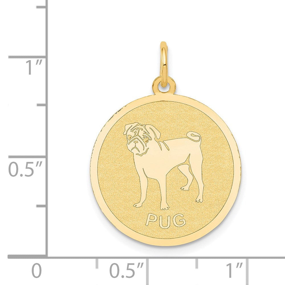 14k Yellow Gold 20 mm Pug Disc Charm (1 grams)