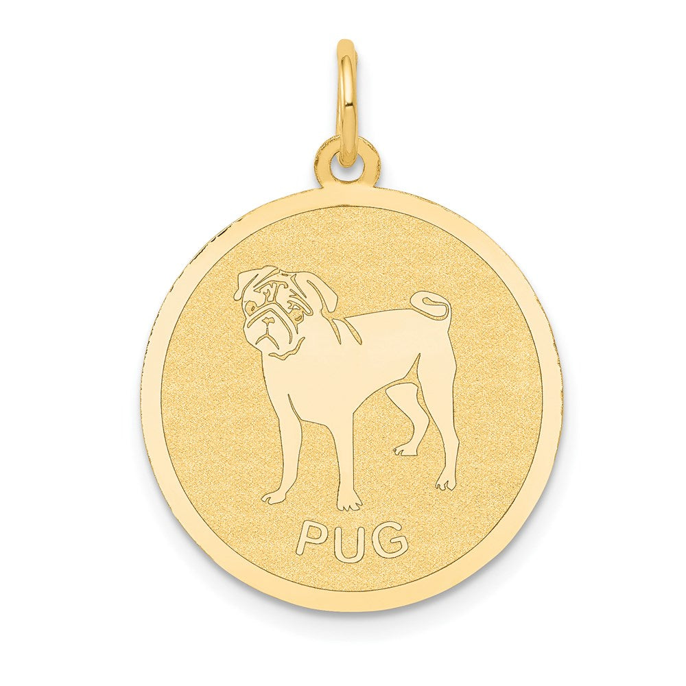 14k Yellow Gold 20 mm Pug Disc Charm (1 grams)
