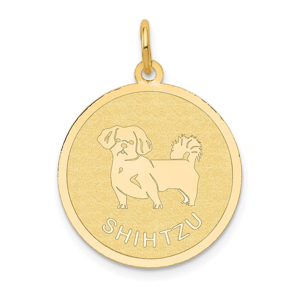 14k Yellow Gold 20 mm Shih Tzu Disc Charm (1.03 grams)