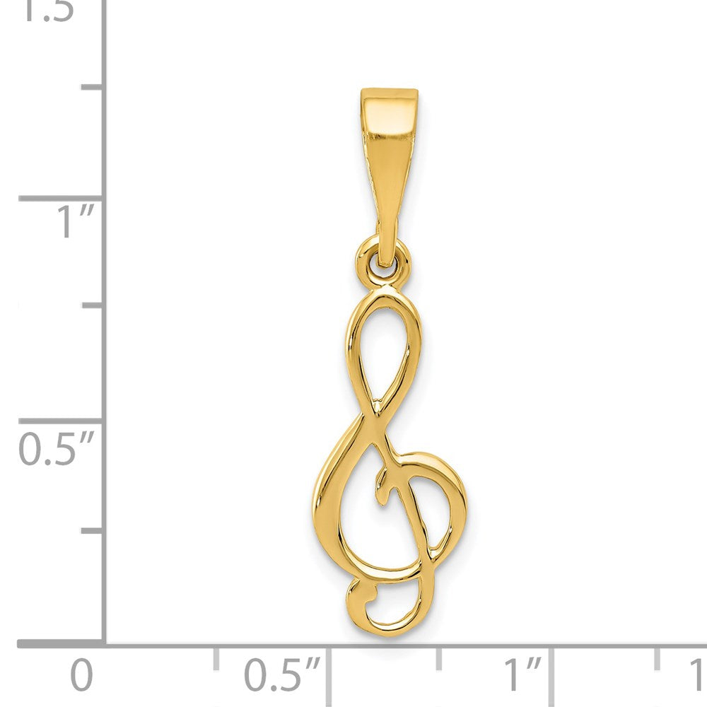14k Yellow Gold 10 mm Treble Clef Charm (1.21 grams)