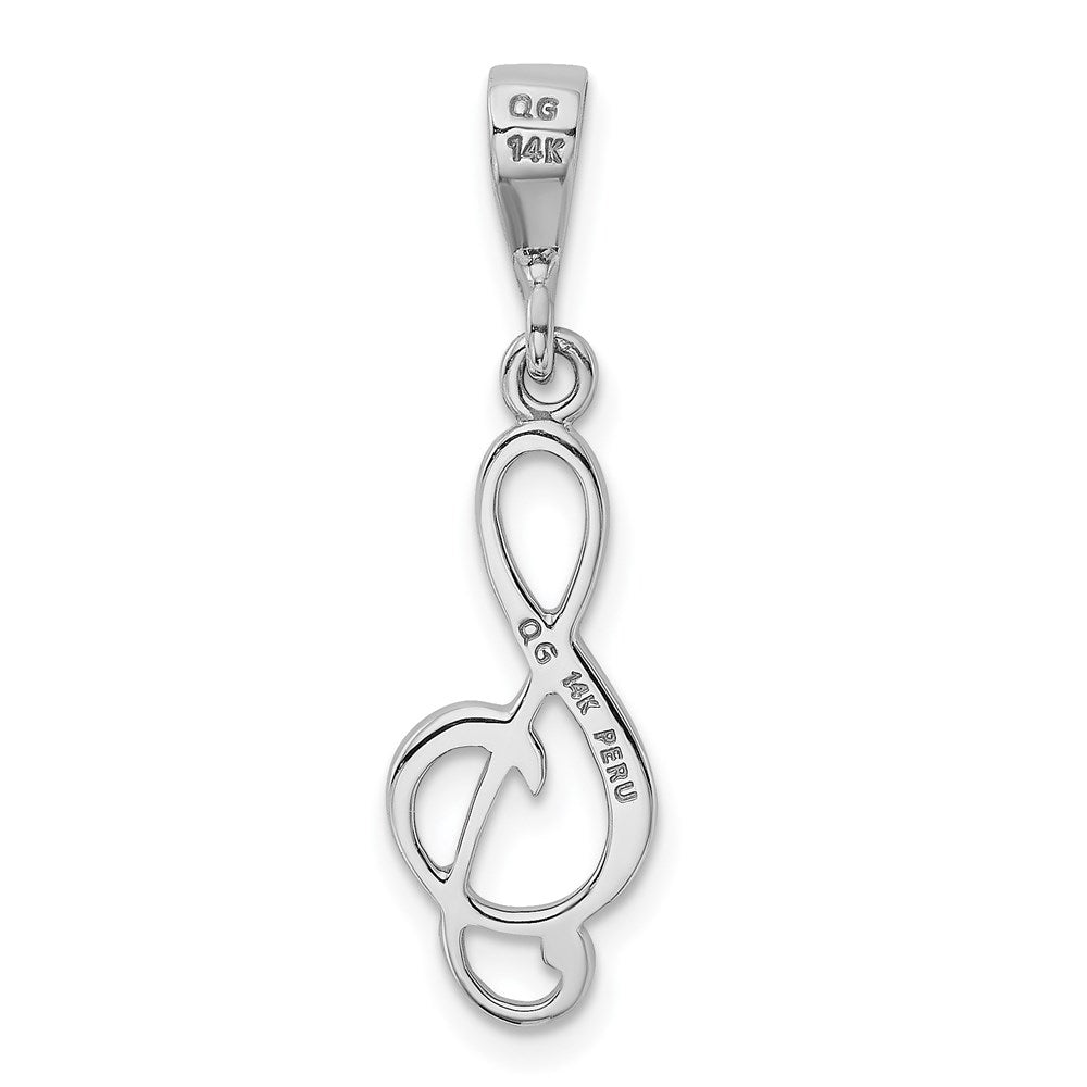 14k White Gold 10 mm Treble Clef Pendant (1.21 grams)