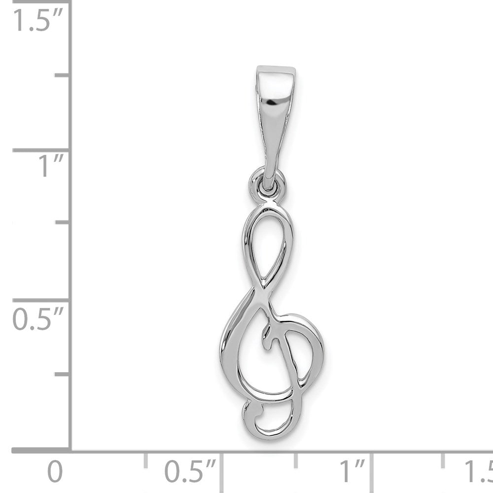 14k White Gold 10 mm Treble Clef Pendant (1.21 grams)