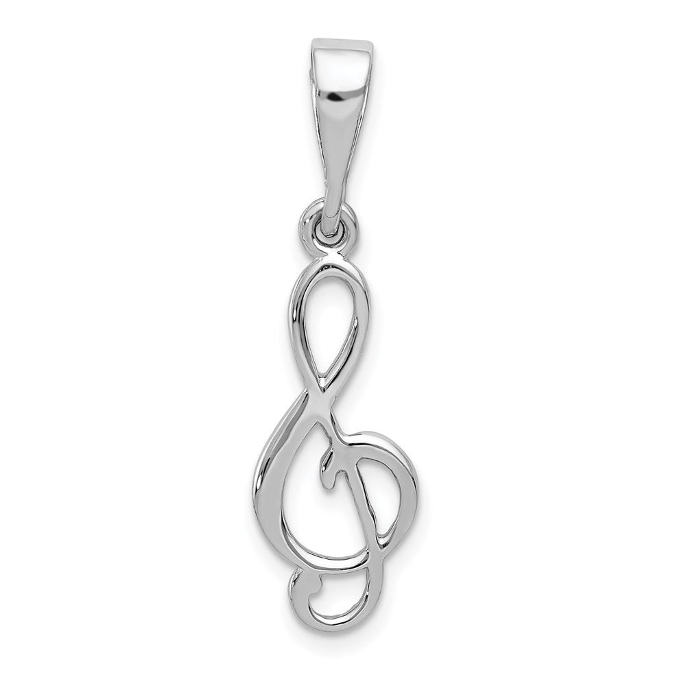 14k White Gold 10 mm Treble Clef Pendant (1.21 grams)