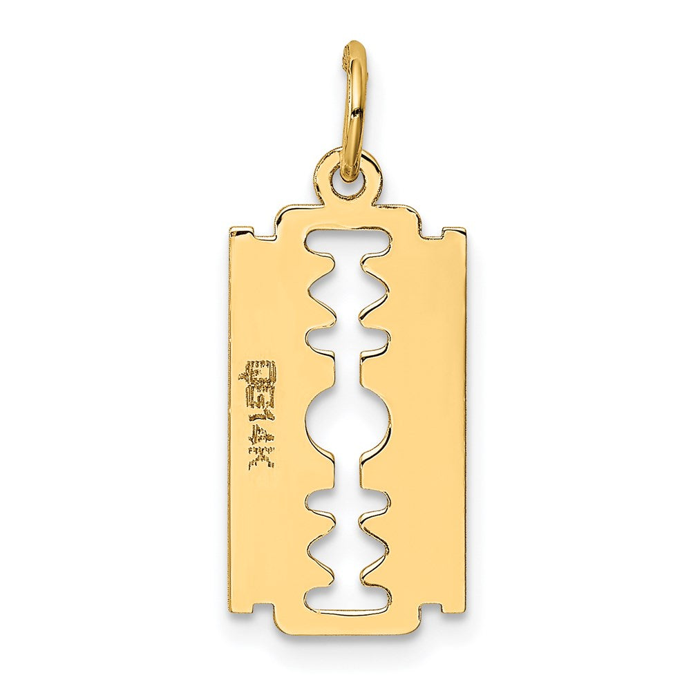 14k Yellow Gold 12 mm Polished Razor Blade Charm (0.58 grams)