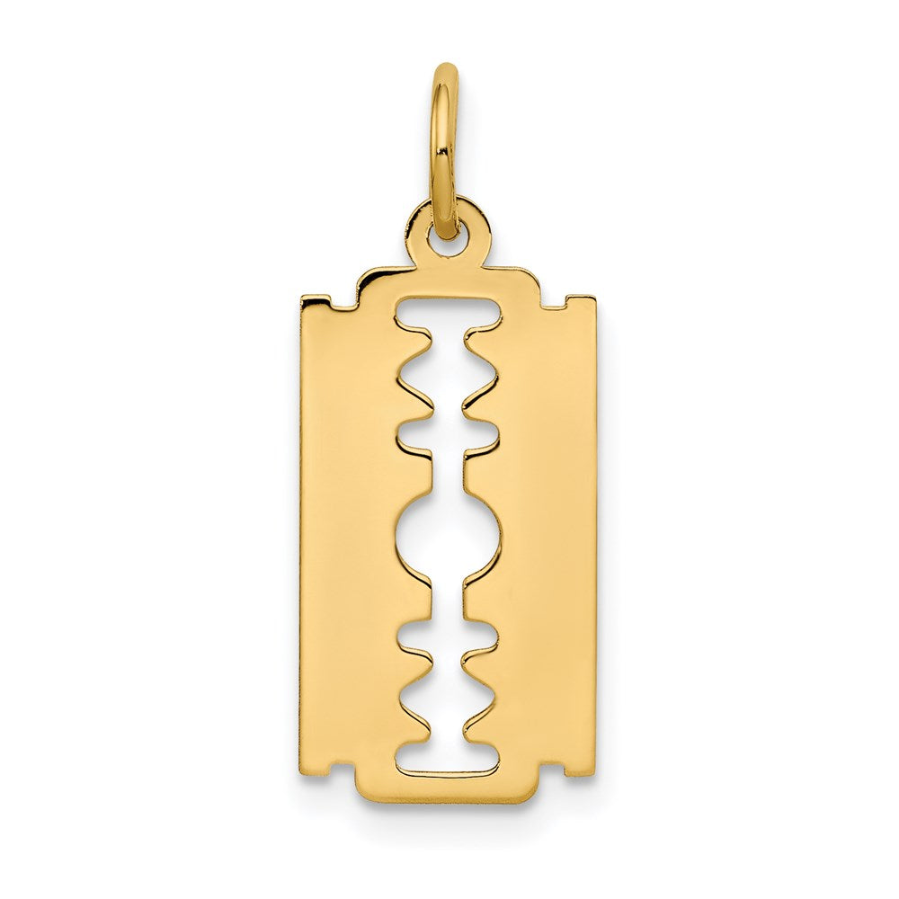 14k Yellow Gold 12 mm Polished Razor Blade Charm (0.58 grams)