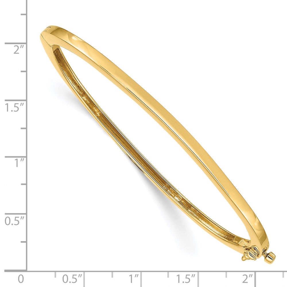 14k Yellow Gold 2.5 mm Polished Solid Hinged Bangle (16.32 grams)