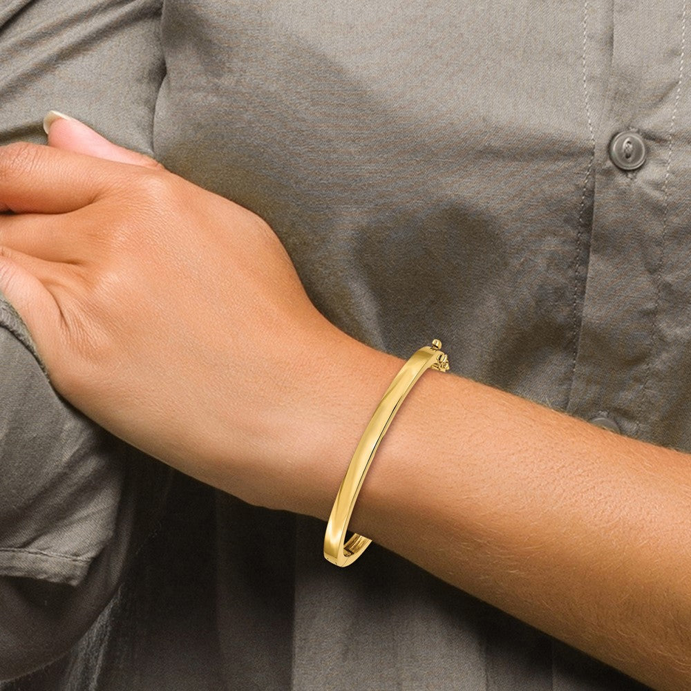 14k Yellow Gold 5.3 mm Polished Solid Hinged Bangle Bracelet (23.15 grams)