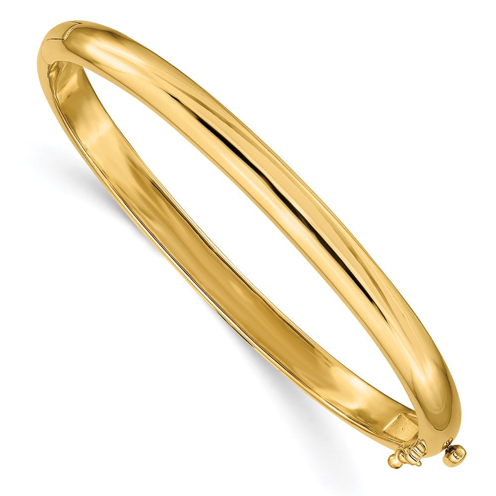 14k Yellow Gold 5.6 mm Polished Solid Hinged Bangle Bracelet (30.85 grams)