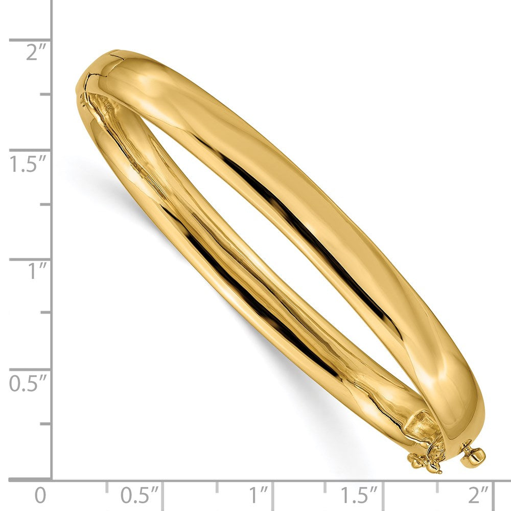 14k Yellow Gold 6.4 mm Polished Solid Hinged Bangle (27.78 grams)
