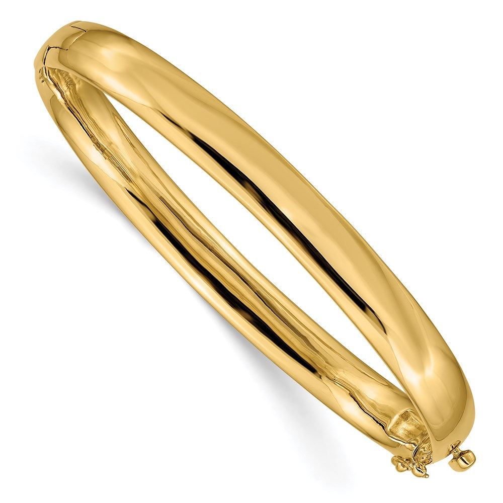 14k Yellow Gold 6.4 mm Polished Solid Hinged Bangle (27.78 grams)