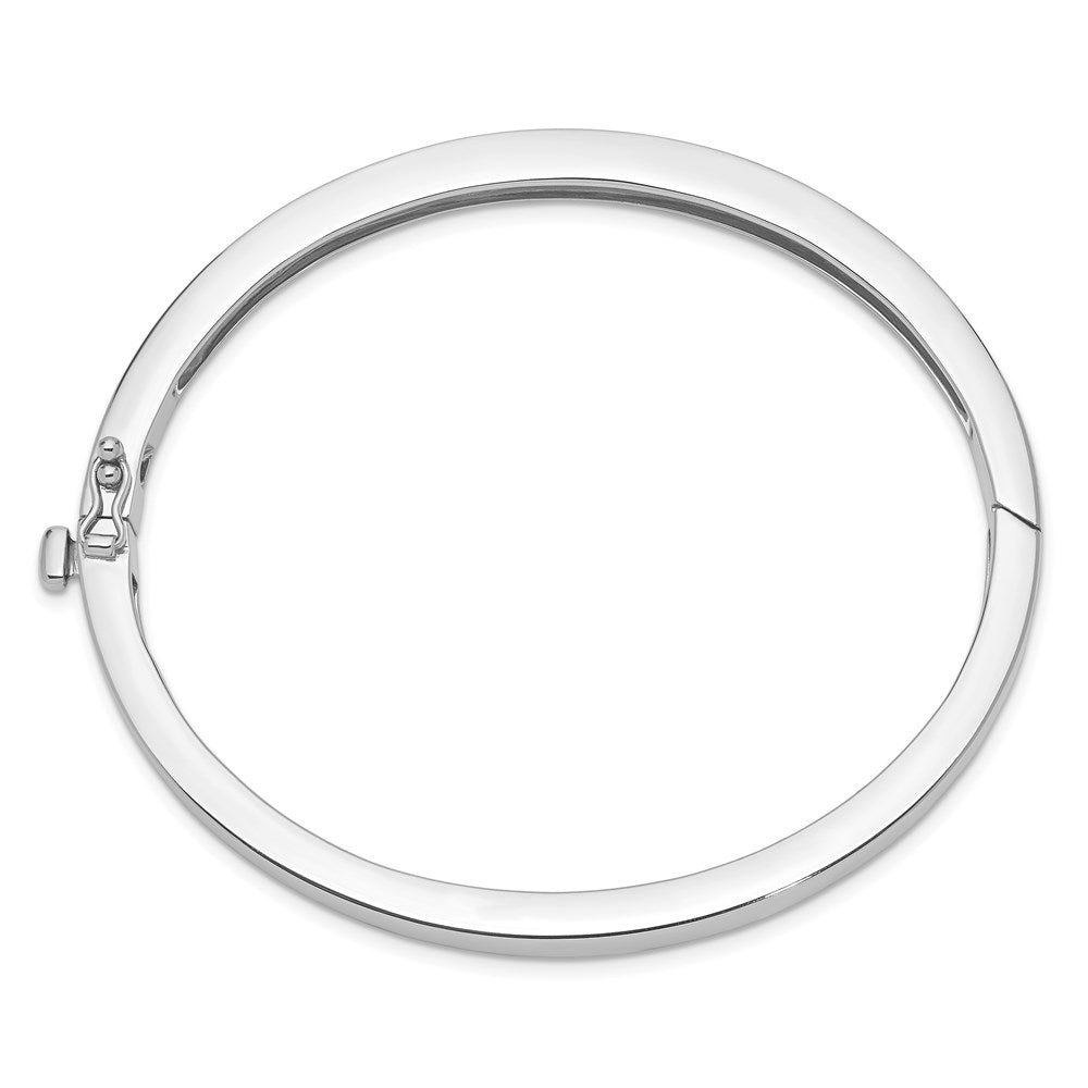 14k White Gold 5.3 mm Polished Solid Hinged Bangle Bracelet (23.6 grams)