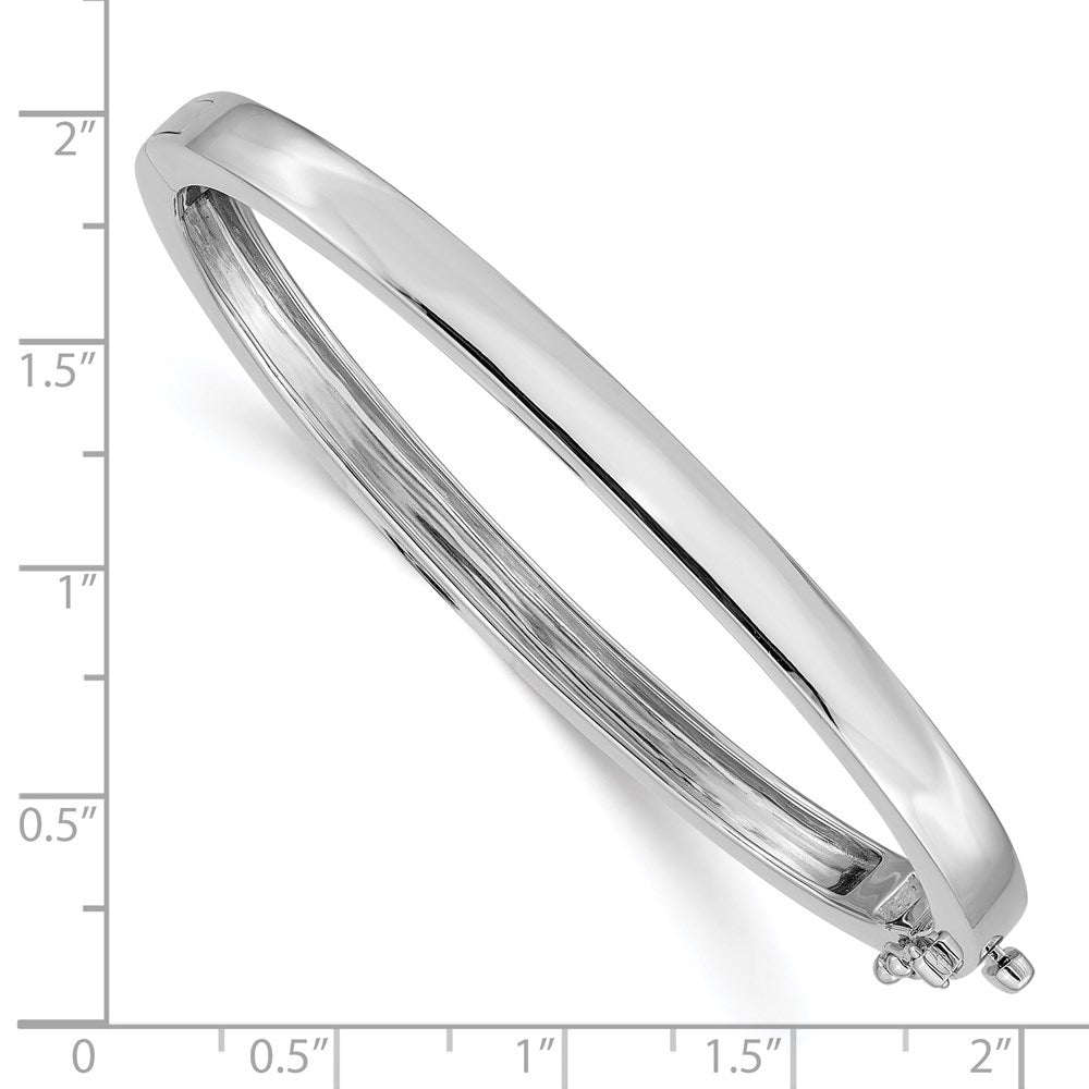 14k White Gold 5.3 mm Polished Solid Hinged Bangle Bracelet (23.6 grams)