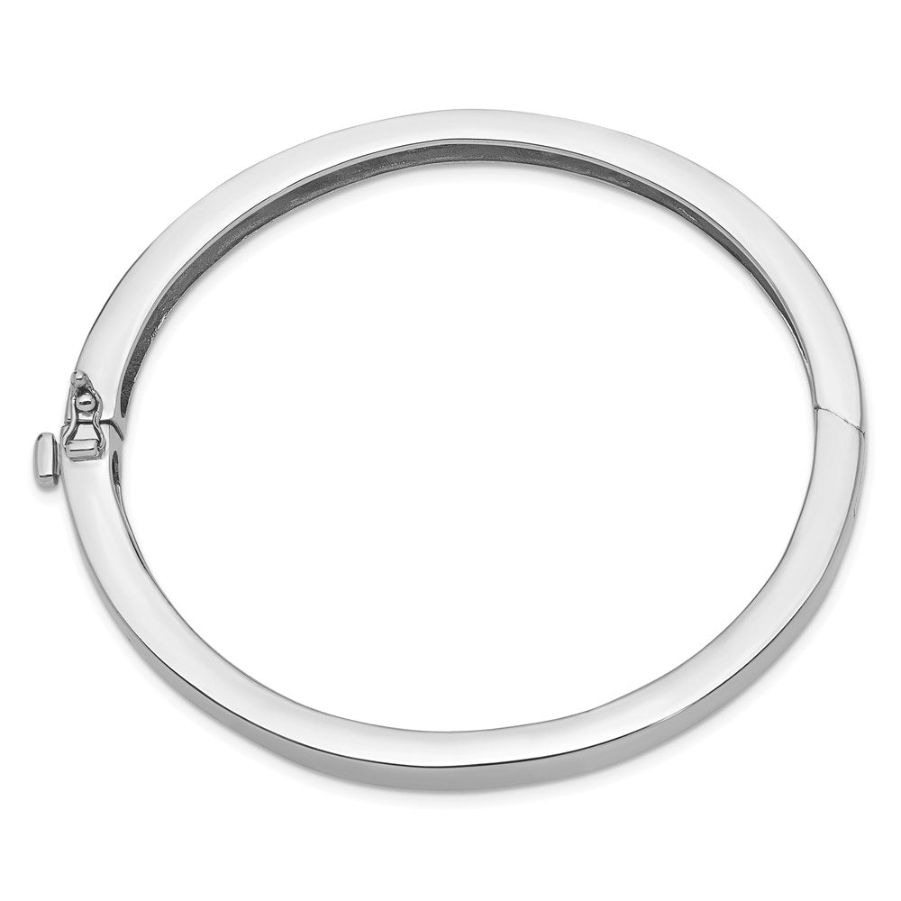 14k White Gold 6.3 mm Polished Solid Hinged Bangle Bracelet (22.43 grams)