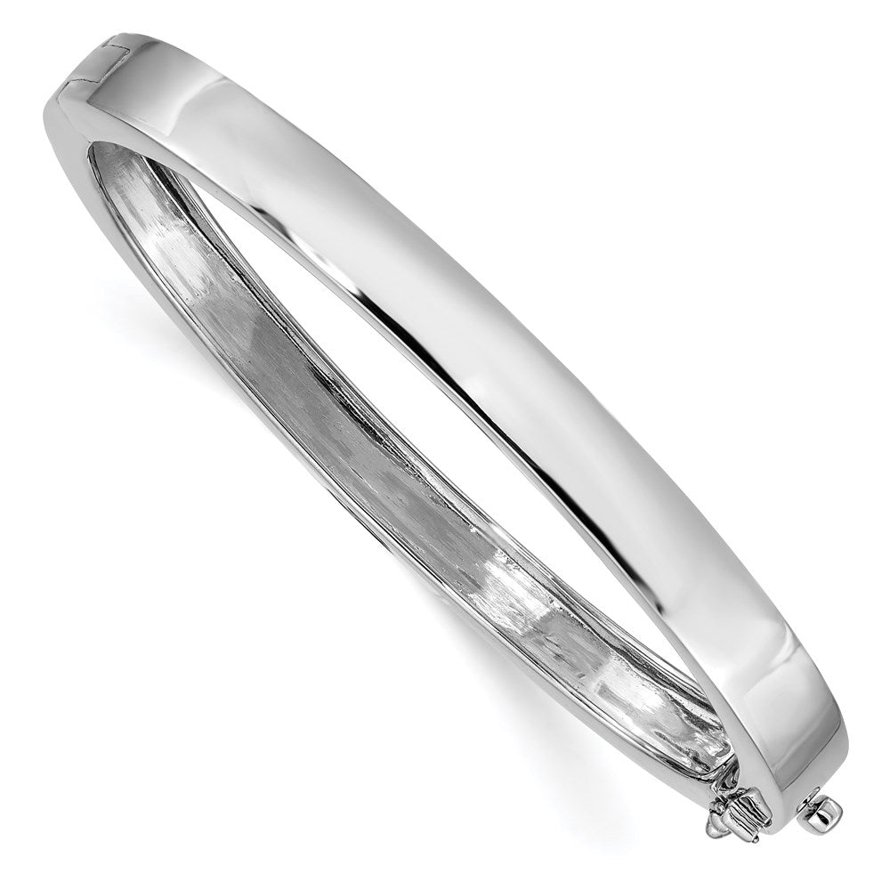 14k White Gold 6.3 mm Polished Solid Hinged Bangle Bracelet (22.43 grams)