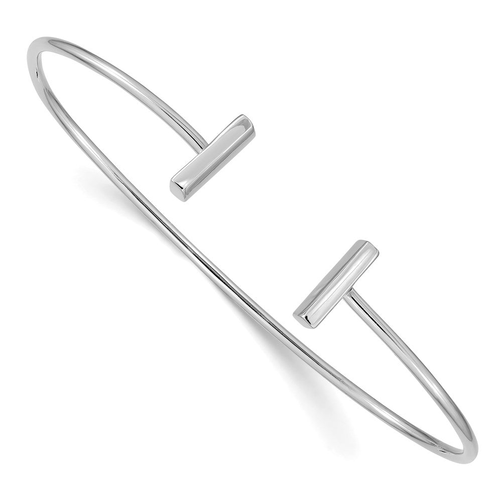 14k White Gold 12 mm Flexible Bar Bangle (7.44 grams)