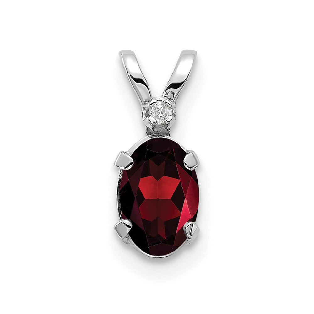 14K White Gold Diamond and Garnet Birthstone Pendant (0.23 grams)