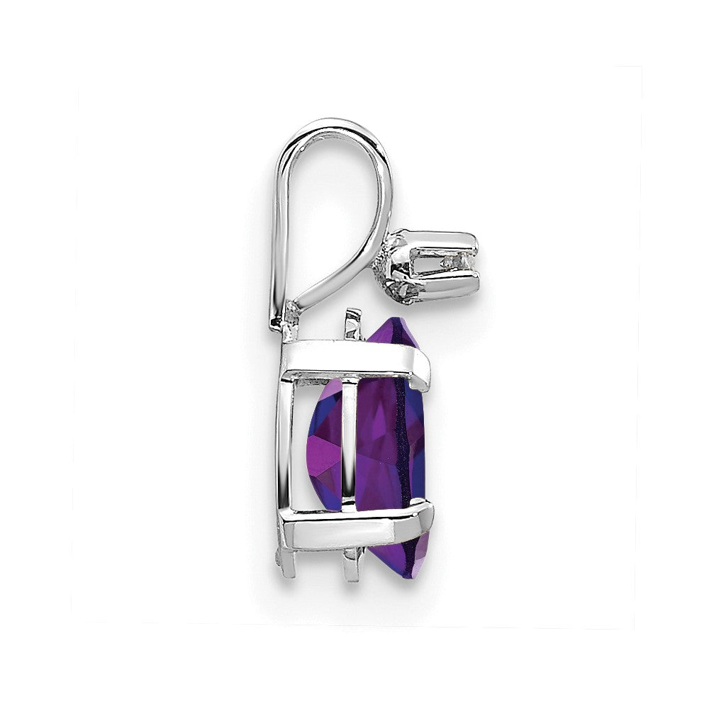 14K White Gold Diamond and Amethyst Birthstone Pendant (0.23 grams)