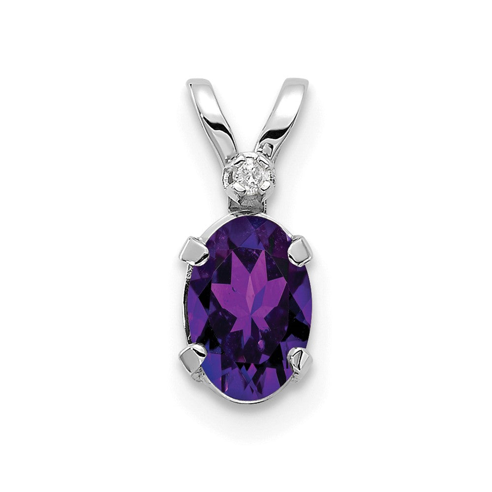 14K White Gold Diamond and Amethyst Birthstone Pendant (0.23 grams)