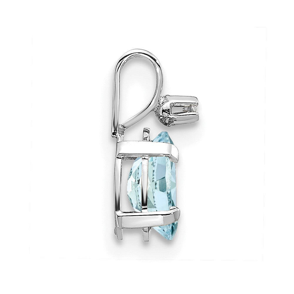14K White Gold Diamond and Aquamarine Birthstone Pendant (0.23 grams)
