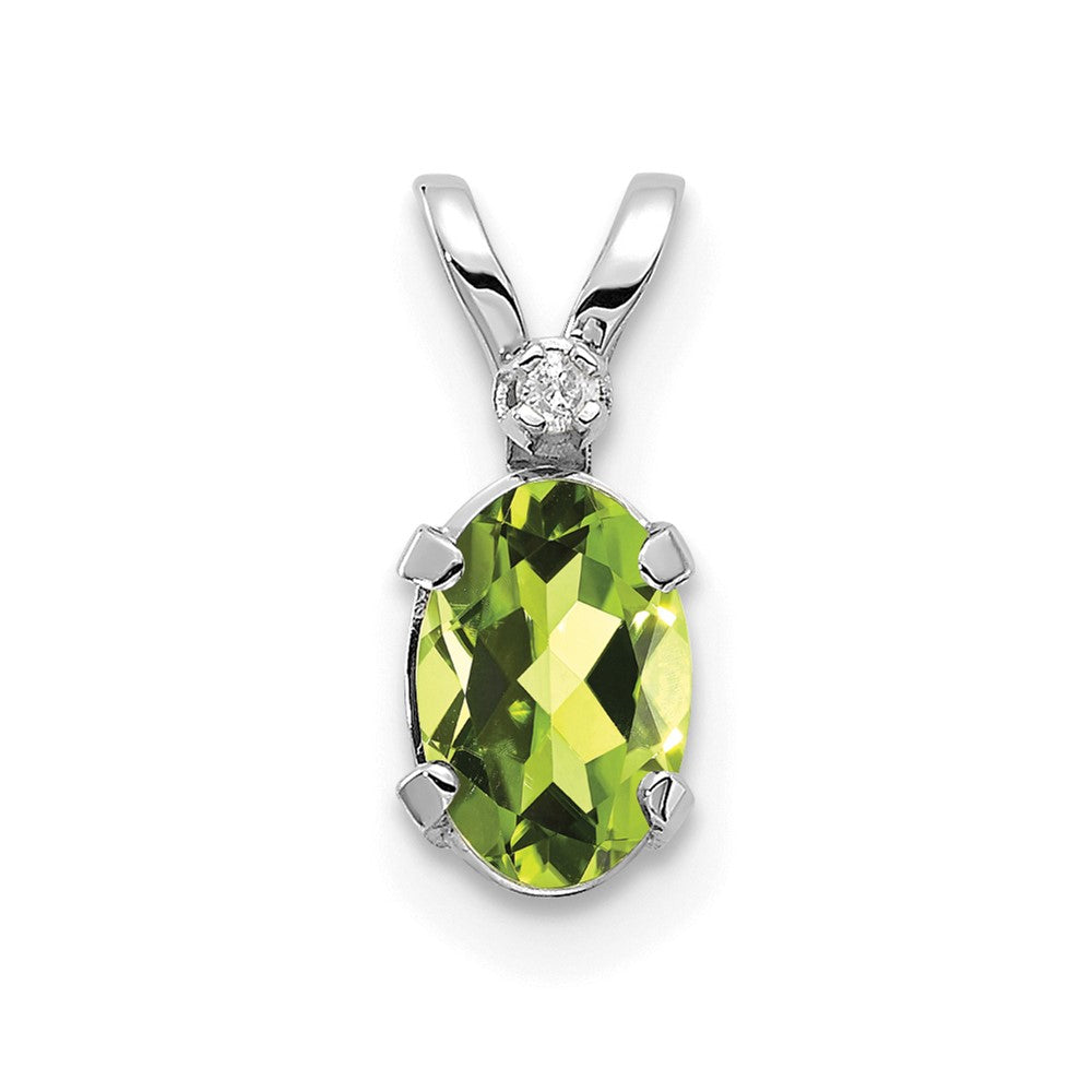 14K White Gold Diamond and Peridot Birthstone Pendant (0.23 grams)