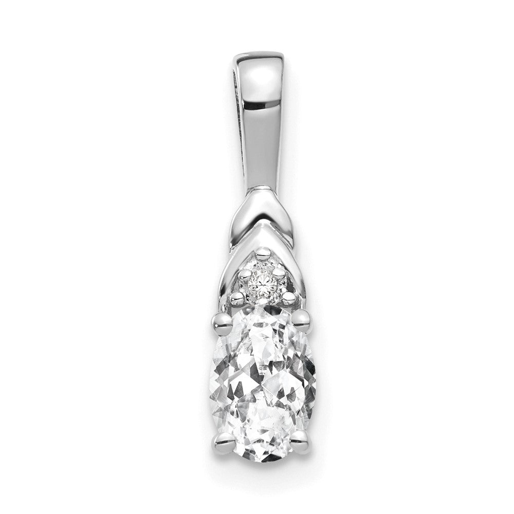 14k White Gold White Topaz and Diamond Pendant (0.6 grams)