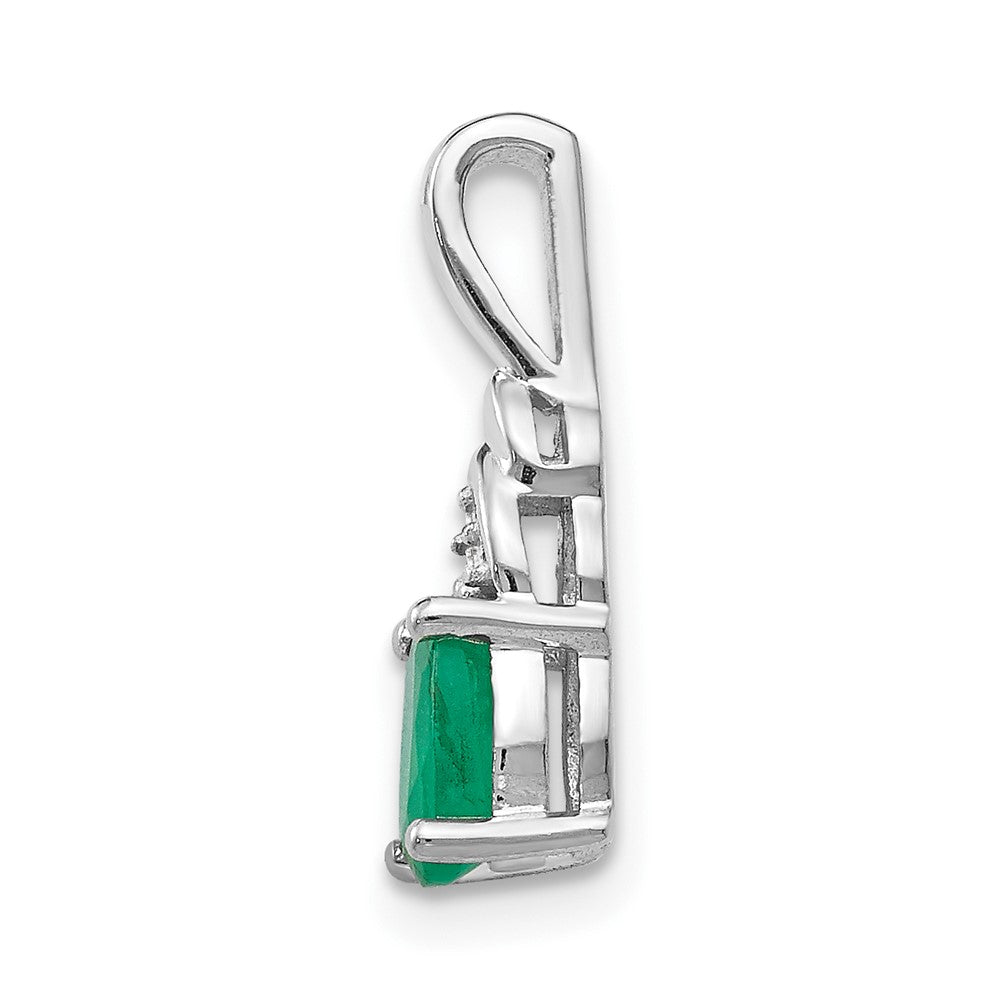14k White Gold Emerald and Diamond Pendant (0.6 grams)