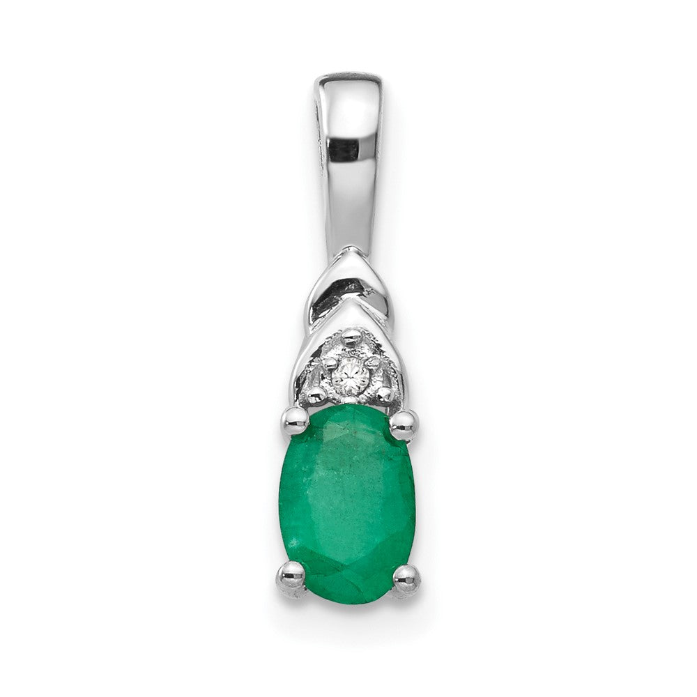 14k White Gold Emerald and Diamond Pendant (0.6 grams)