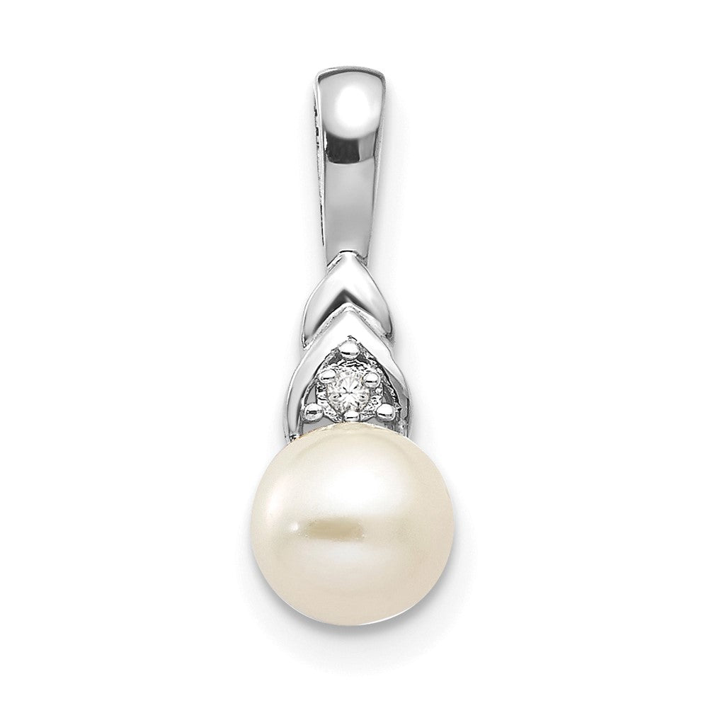 14k White Gold FW Cultured Pearl and Diamond Pendant (0.6 grams)