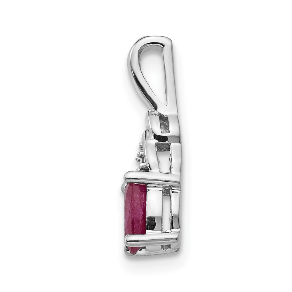 14k White Gold Ruby and Diamond Pendant (0.6 grams)