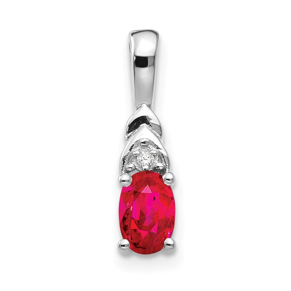 14k White Gold Ruby and Diamond Pendant (0.6 grams)