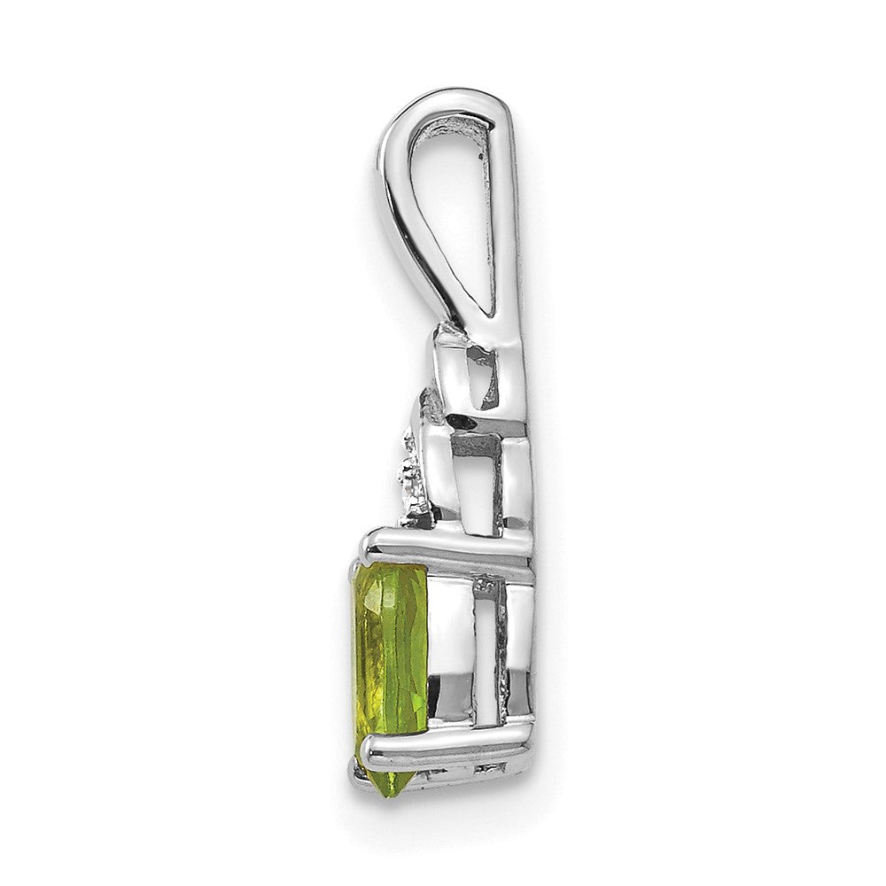 14k White Gold Peridot and Diamond Pendant (0.6 grams)