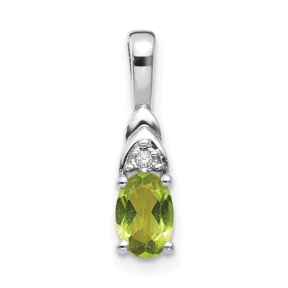 14k White Gold Peridot and Diamond Pendant (0.6 grams)