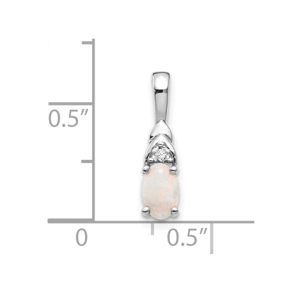 14k White Gold Opal and Diamond Pendant (0.6 grams)