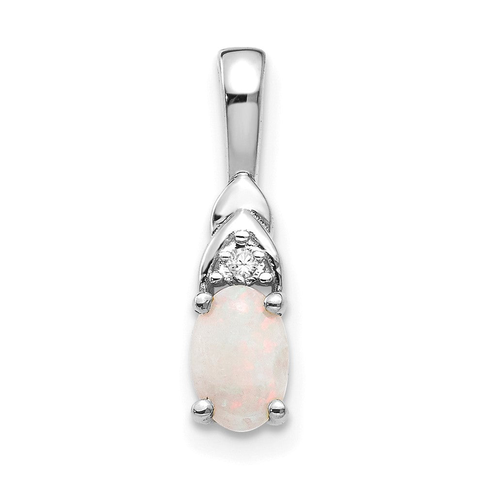 14k White Gold Opal and Diamond Pendant (0.6 grams)