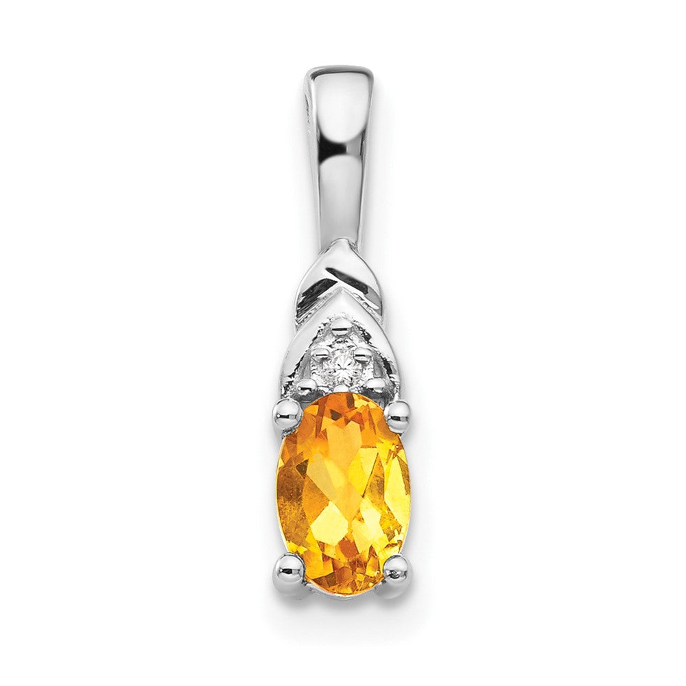 14k White Gold Citrine and Diamond Pendant (0.6 grams)