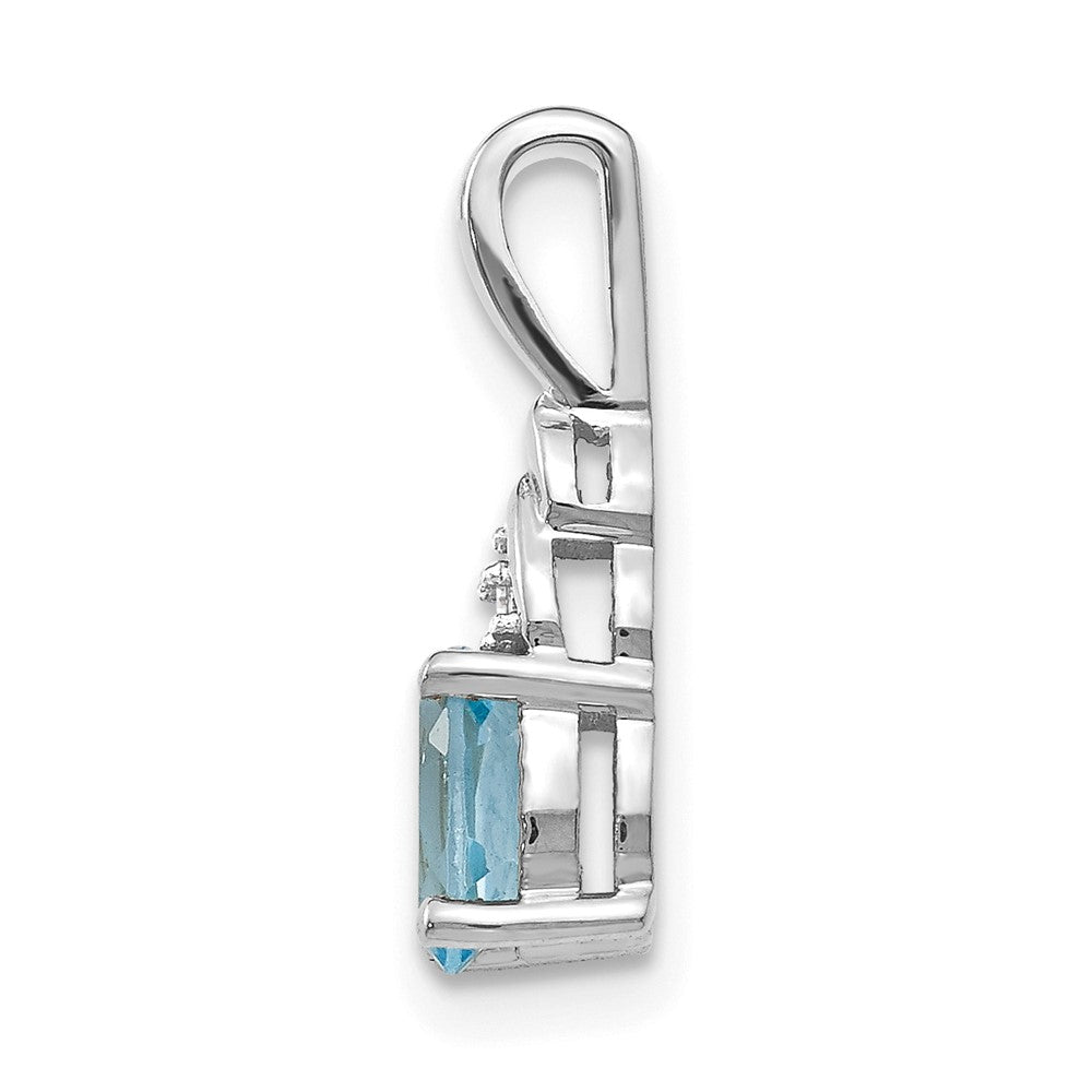 14k White Gold Blue Topaz and Diamond Pendant (0.6 grams)