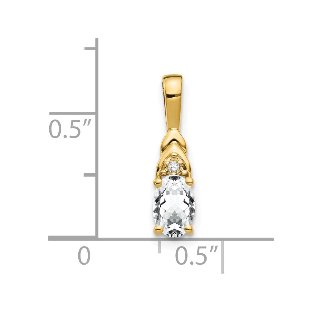 14k White Topaz and Diamond Pendant (0.6 grams)